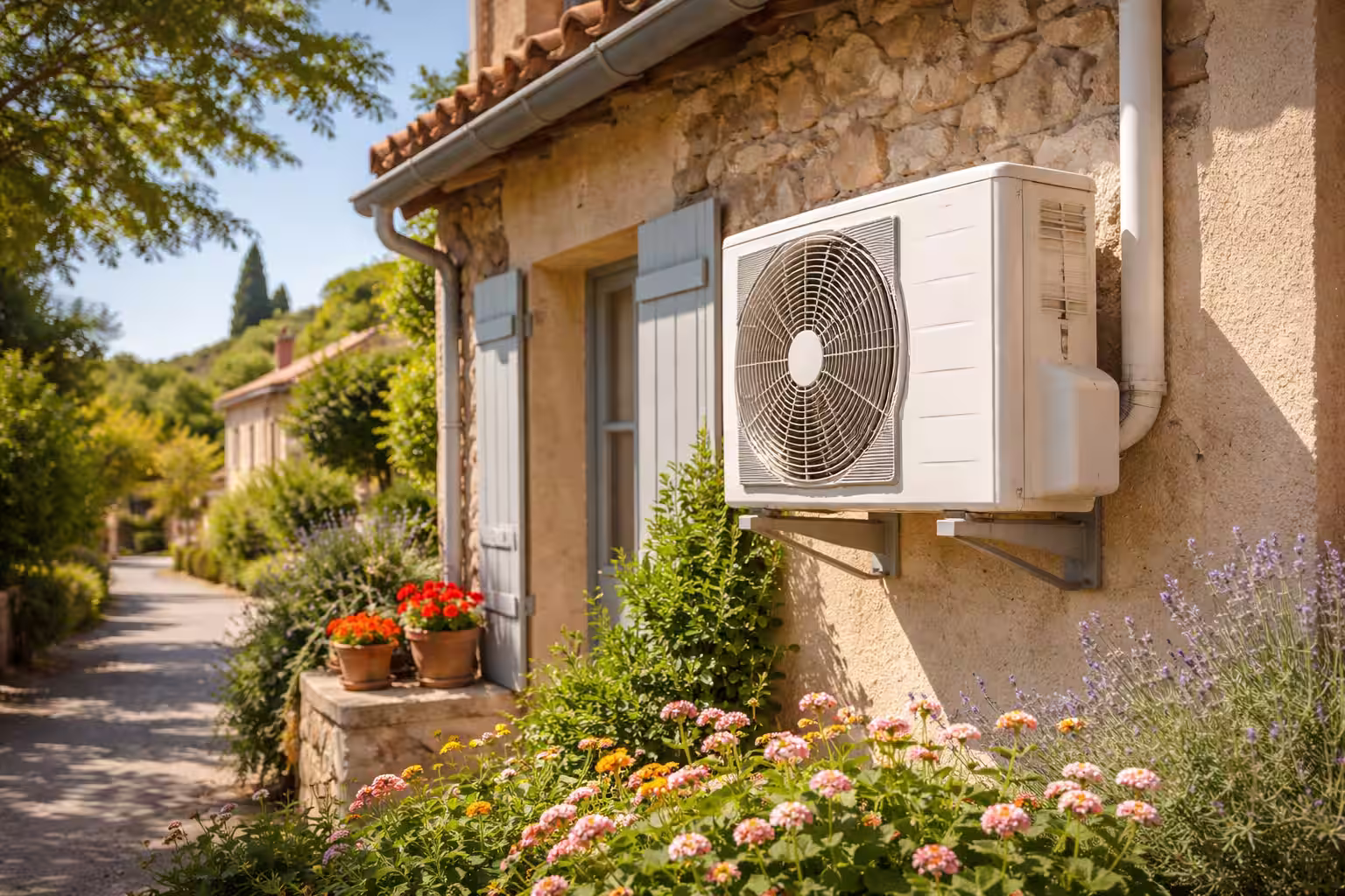 Unité extérieur de clim d'une maison provençale